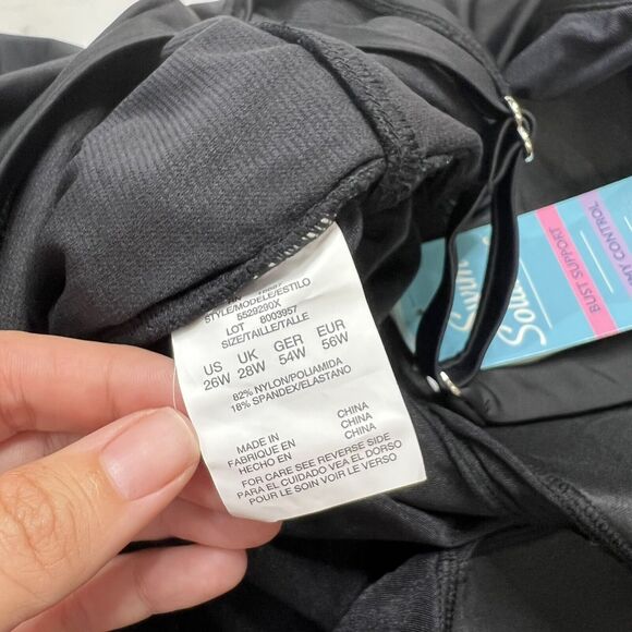 Swim Solutions Plus Size 26W Tummy-Control Skater Swimdress Black One Piece New - Picture 6 of 6